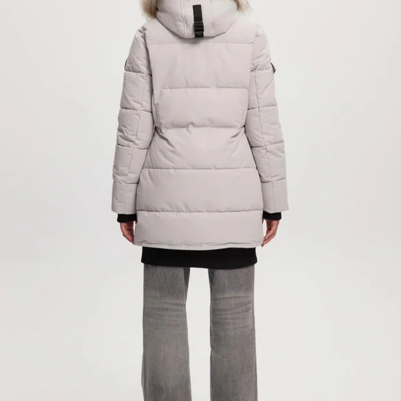 Noize Women's Cream Puffer Coat with Vegan Fur - Picture 2 of 12